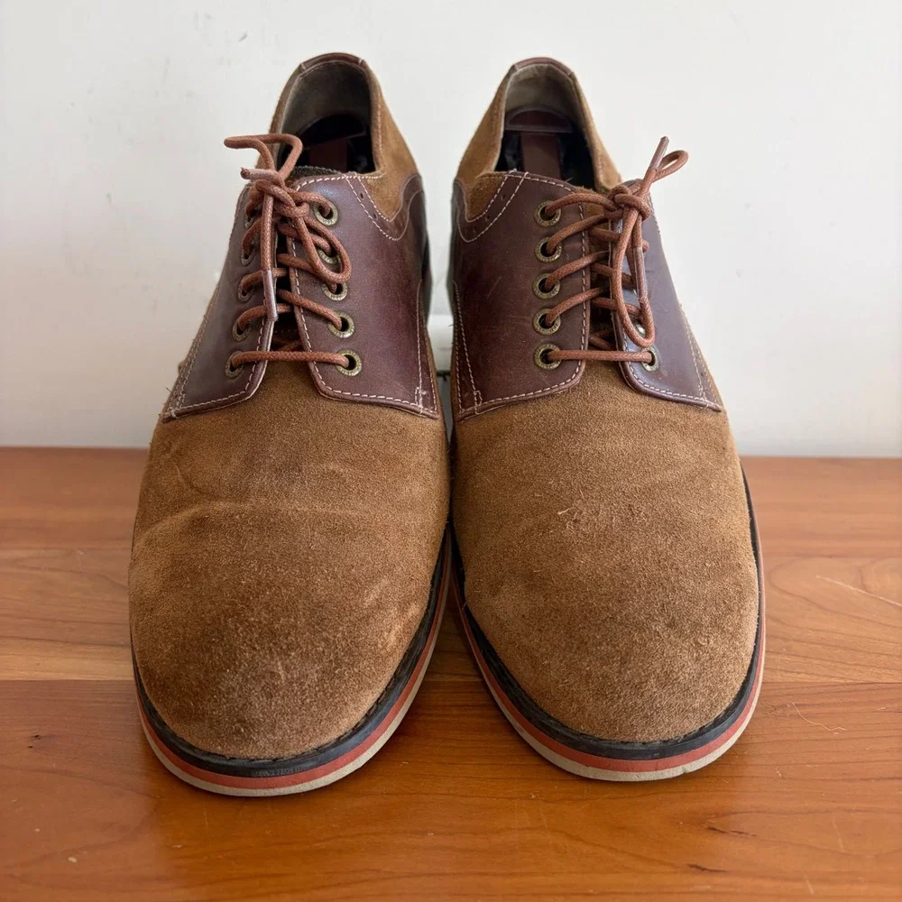 Johnston & Murphy Mens Brown Suede Leather Oxford Shoes 59-15020 Size 9M